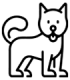 icono linea negra de silueta de perro
